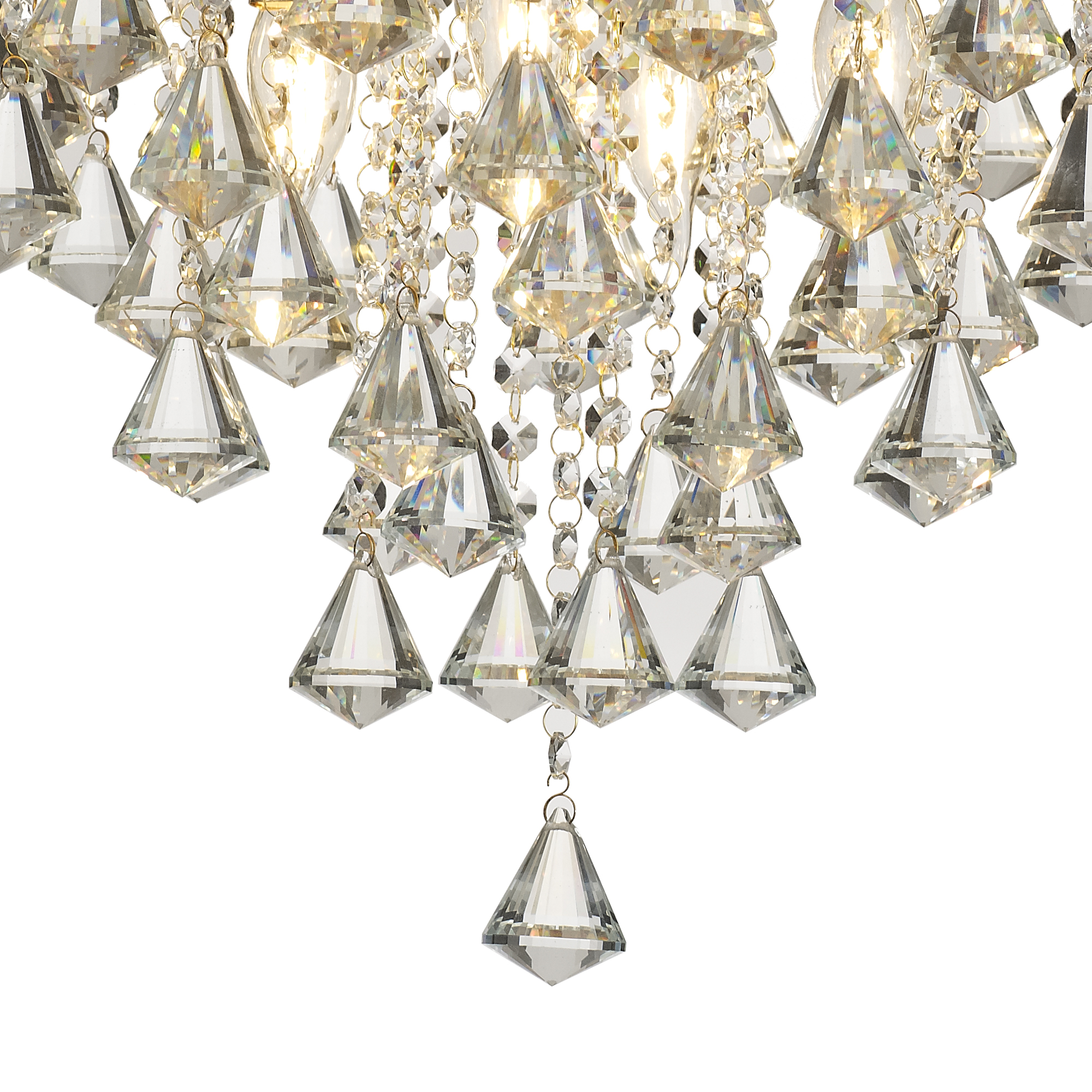 Inina French Gold Crystal Ceiling Lights Diyas Flush Crystal Fittings